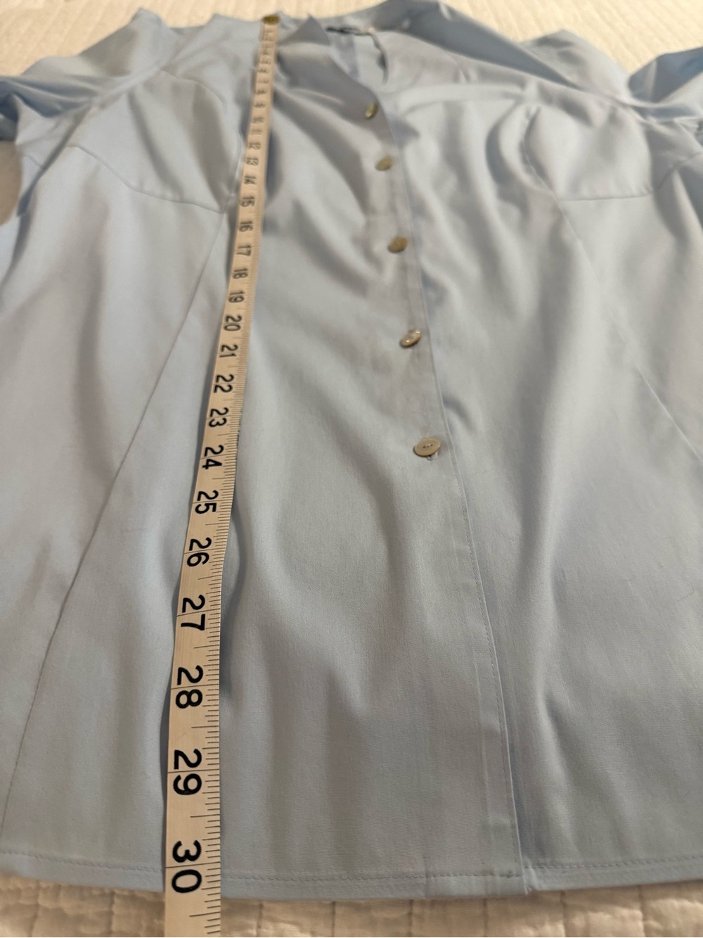 Foxcroft Pale Blue Mandarin Collar Tunic - Picture 7 of 7